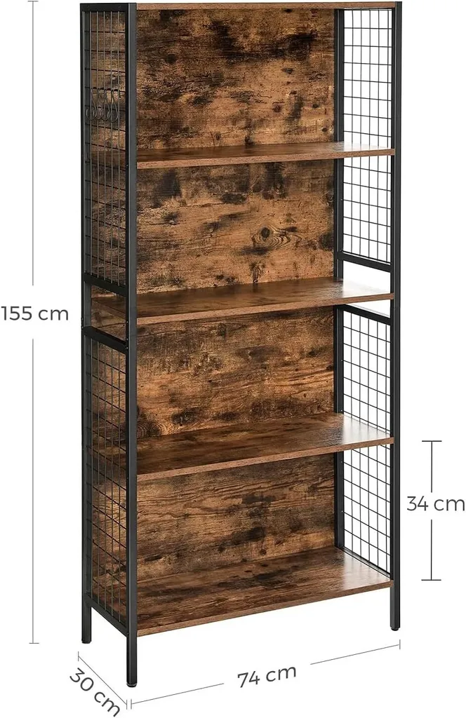 Étagère de Rangement avec 4 Crochets, Structure Acier Robuste Pro - 8