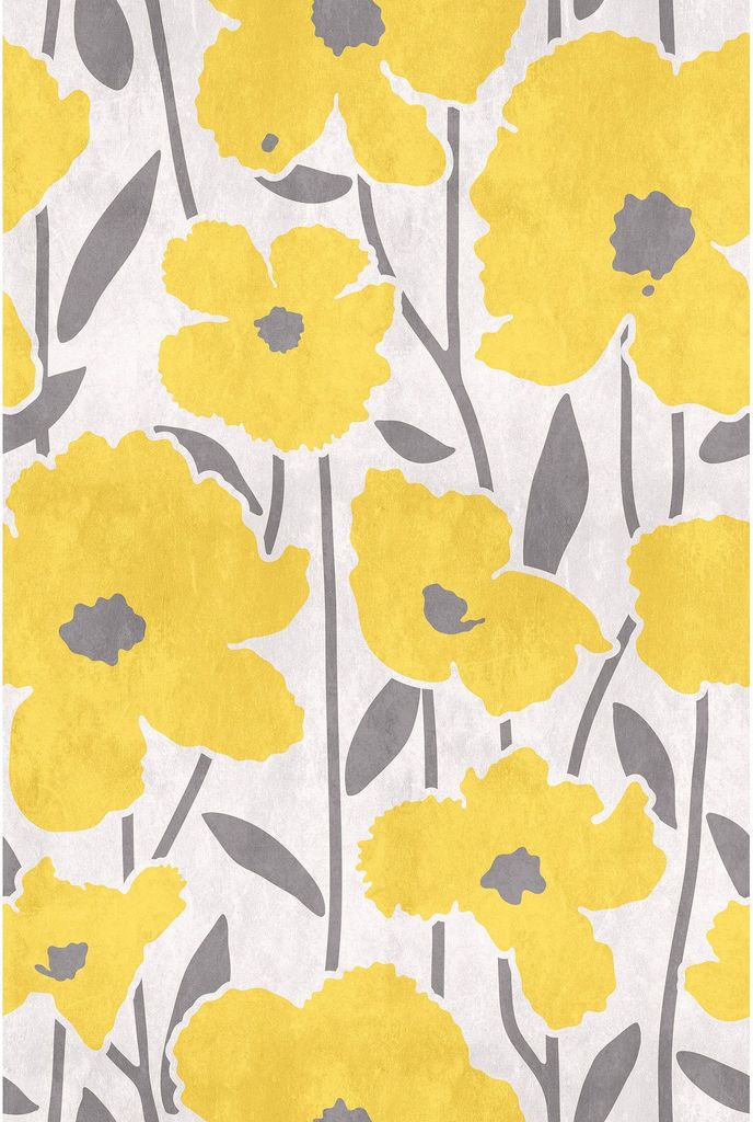 Tadessi Fototapete | Blumen | 1.80 m x 2.70 m | Gelb | Grau | Wandbild | Digitaldruck