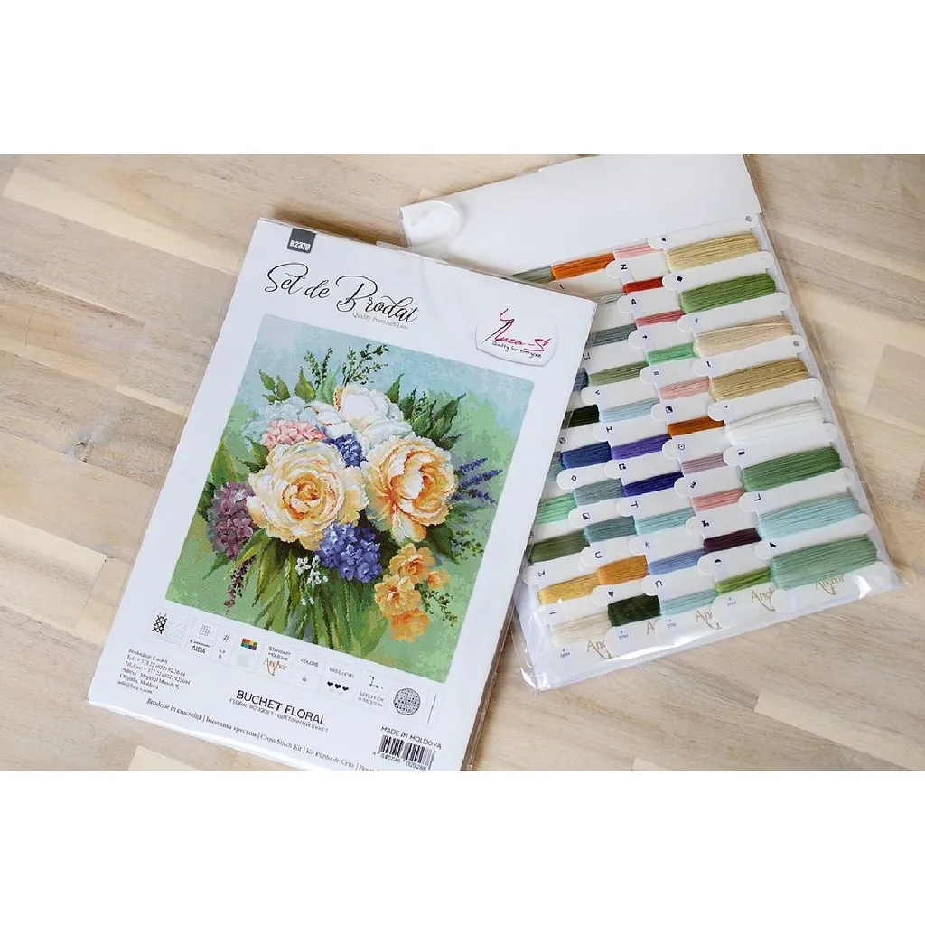 Kit Point de Croix Compté Bouquet de Fleurs II - Broderie Décorative