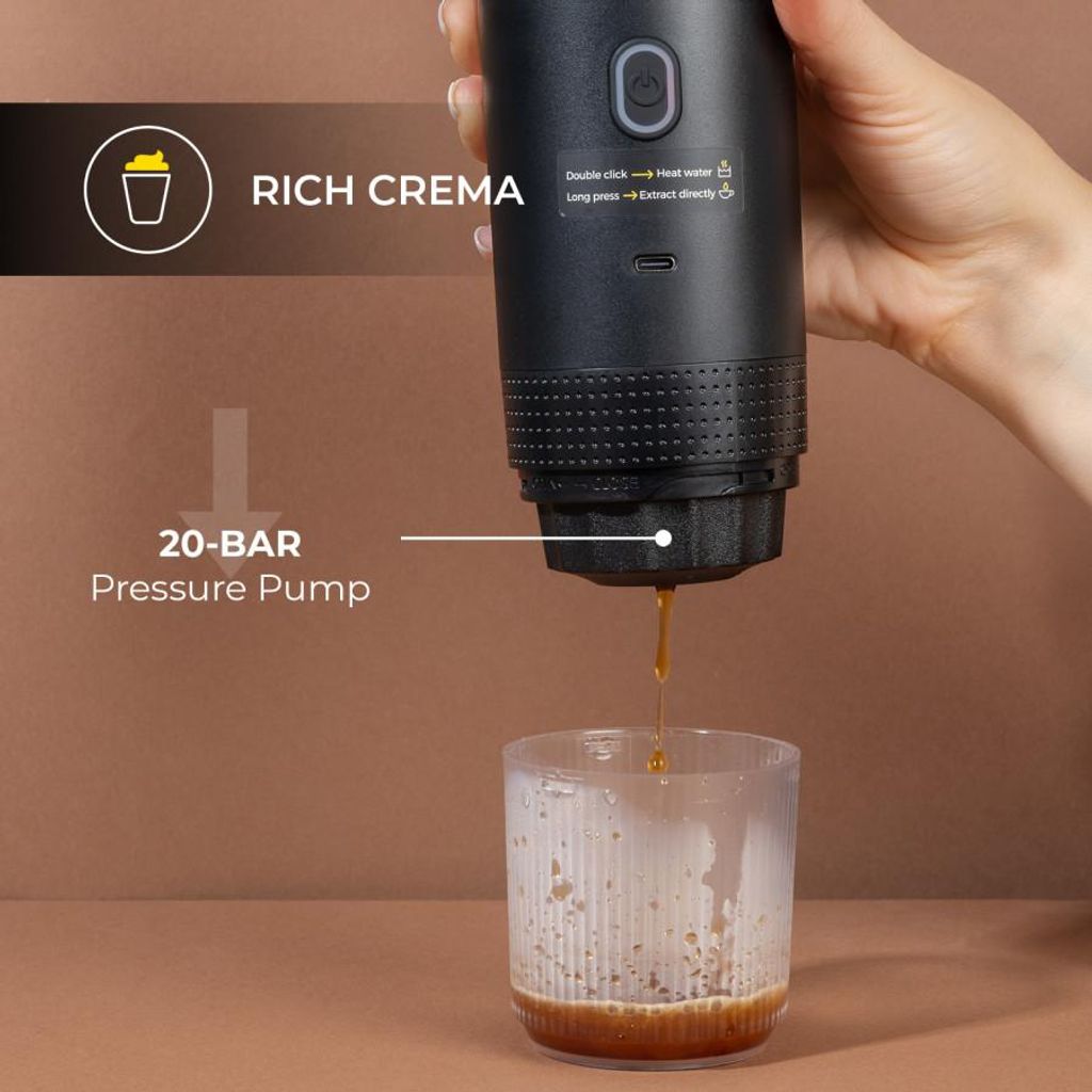 CHiATO brewPLAY Tragbare Reisekaffeemaschine – Schwarz