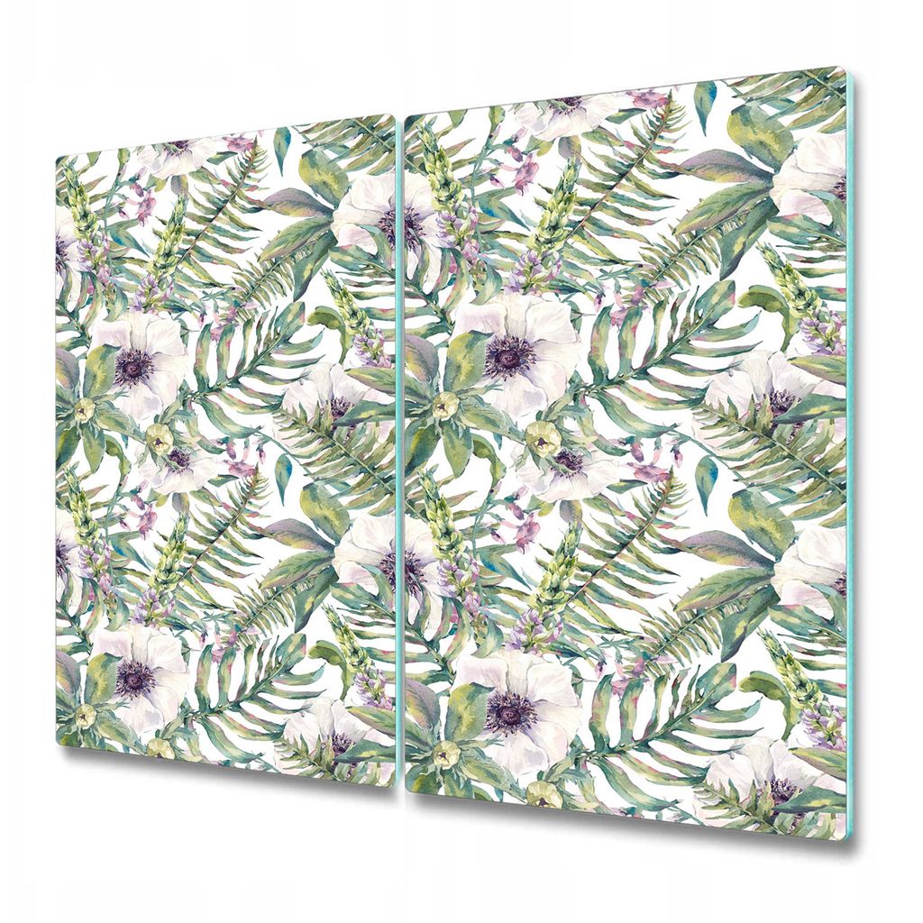 Küchenteller - Schneidebrett Glas - Herdabdeckung -Soft Flower Art