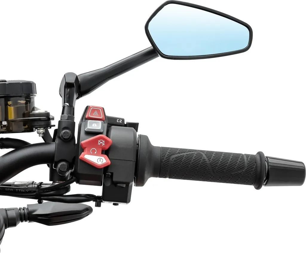 Miroir de guidon CS23 Aluminium Noir pour Moto - Rétroviseur Robuste
