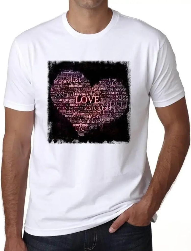 Herren Grafik T-Shirt Valentinstag Worte der Liebe – Valentines Words Of Love – Öko-Verantwortlich Vintage Jahrgang Kurzarm Lustige Druck Gebu...