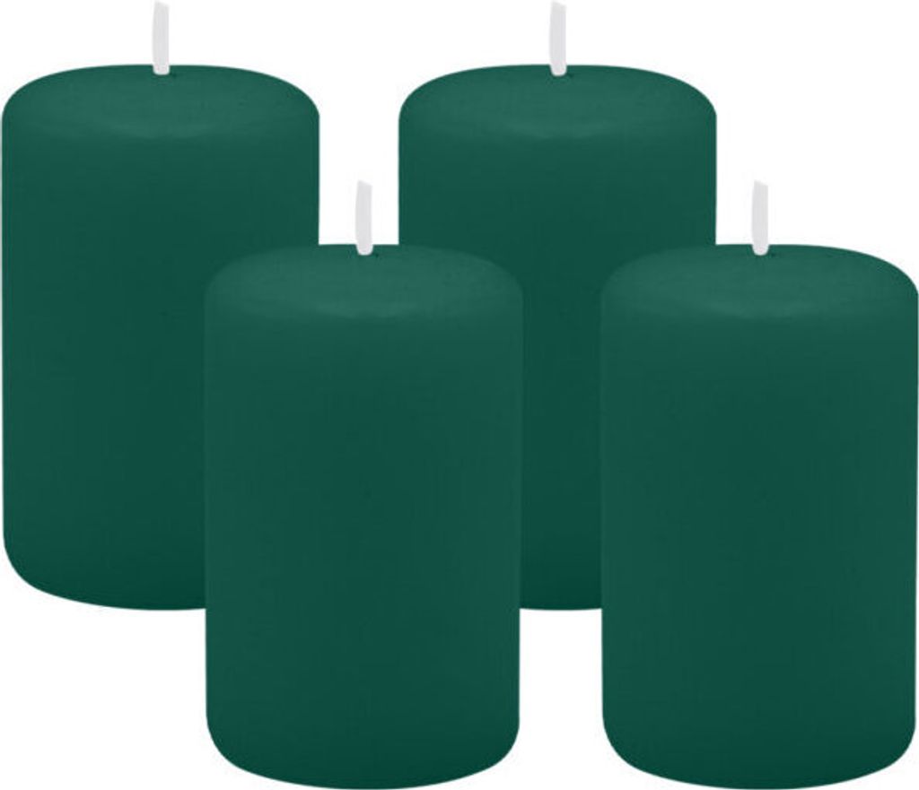 4er Set Adventskranzkerzen Dunkelgrün Ø 50 x 80 mm Produktbild 