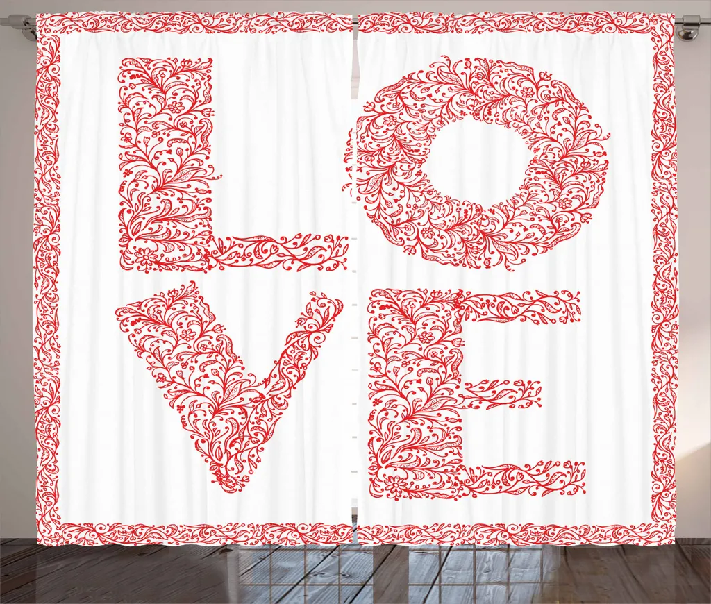 Tende Shabby Chic ABAKUHAUS Amore Rosso Cinabro - 280x225cm Offerta