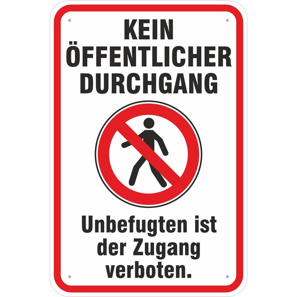 30 x 20 cm Schild Alu gelb Privatweg Durchgang und Durchfahrt verboten