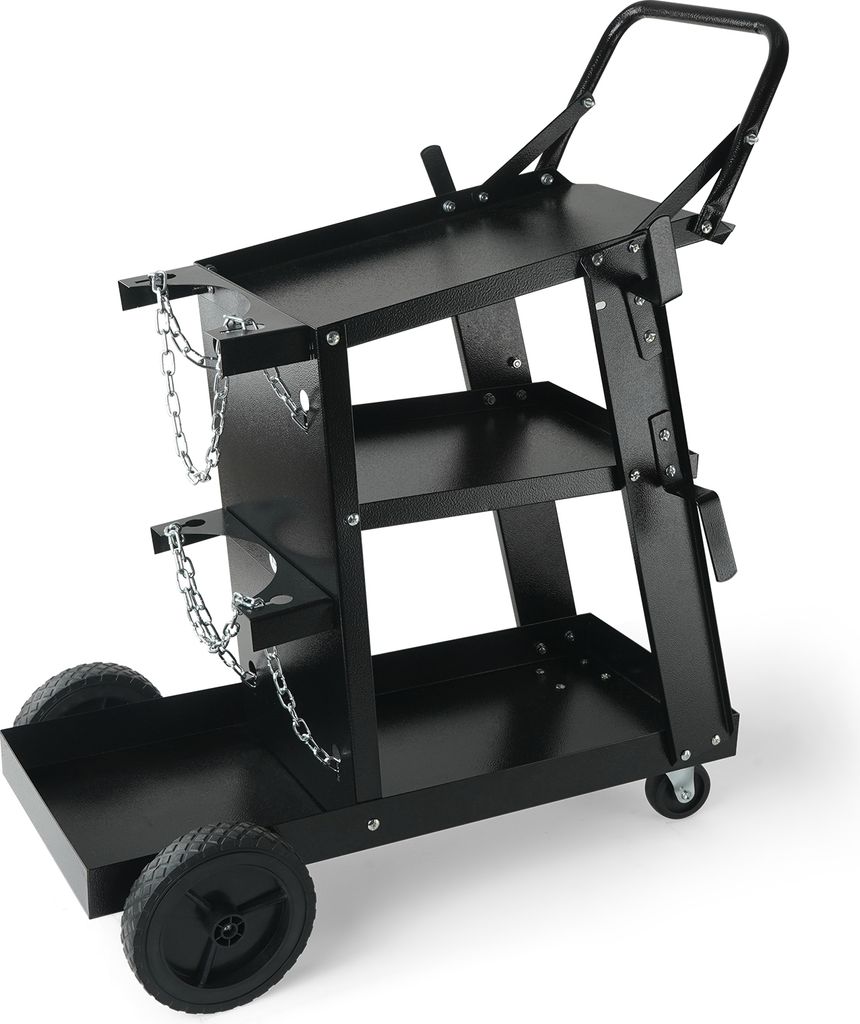 VEVOR Schweißwagen 3 Ablageflächen Schweißmobil Max. 168-181kg Wagen für Schweßgeräte mit 2 Gasflaschenhalterung Ideal für Handschweißen Sc...