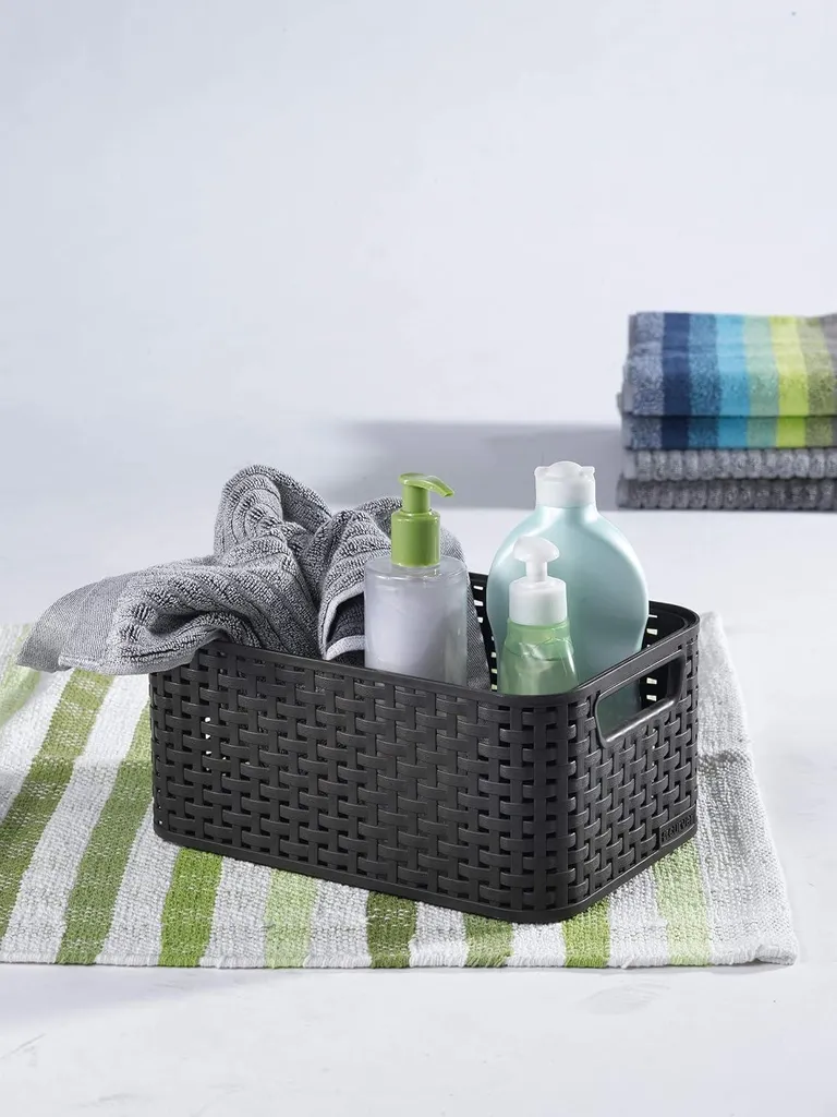 Petit panier de rangement Style Curver anthracite décoratif et robuste