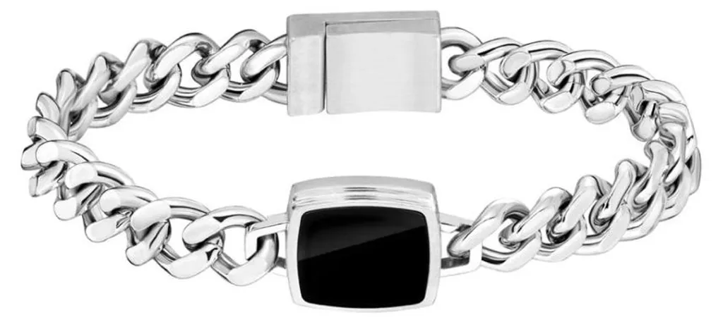 Bracelet homme onyx noir et acier pour un look chic au quotidien 19 cm