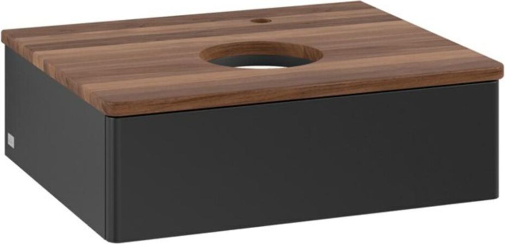 V&B Waschtischunterschrank ohne Frontstruktur -Beleuchtung Antao 60x19x50cm, HL, WBP w. wal, bla m Lac