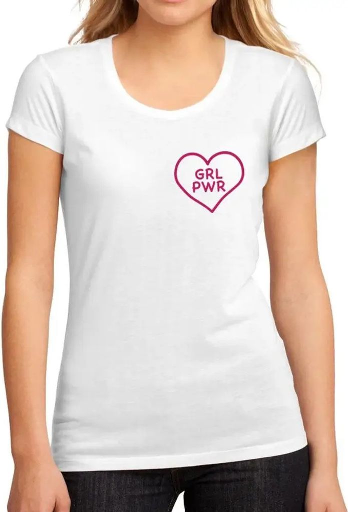 Damen Grafik T-Shirt Girl Power Herz – Girl Power Heart – Öko-Verantwortlich Vintage Jahrgang Kurzarm Lustige Druck Geburtstag Geschenk Frau