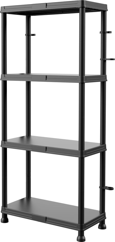 Schwerlastregal 4 Ebenen, Kunststoffregal, Fachbodenregal, Kellerregal, 134 x 60 x 30 cm , bis 100 kg belastbar, Lagerregal, Regalsystem