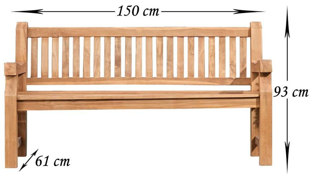 CLP Panca in teak Jackson, colore:teak, dimensioni:150 cm Immagine del prodotto 
