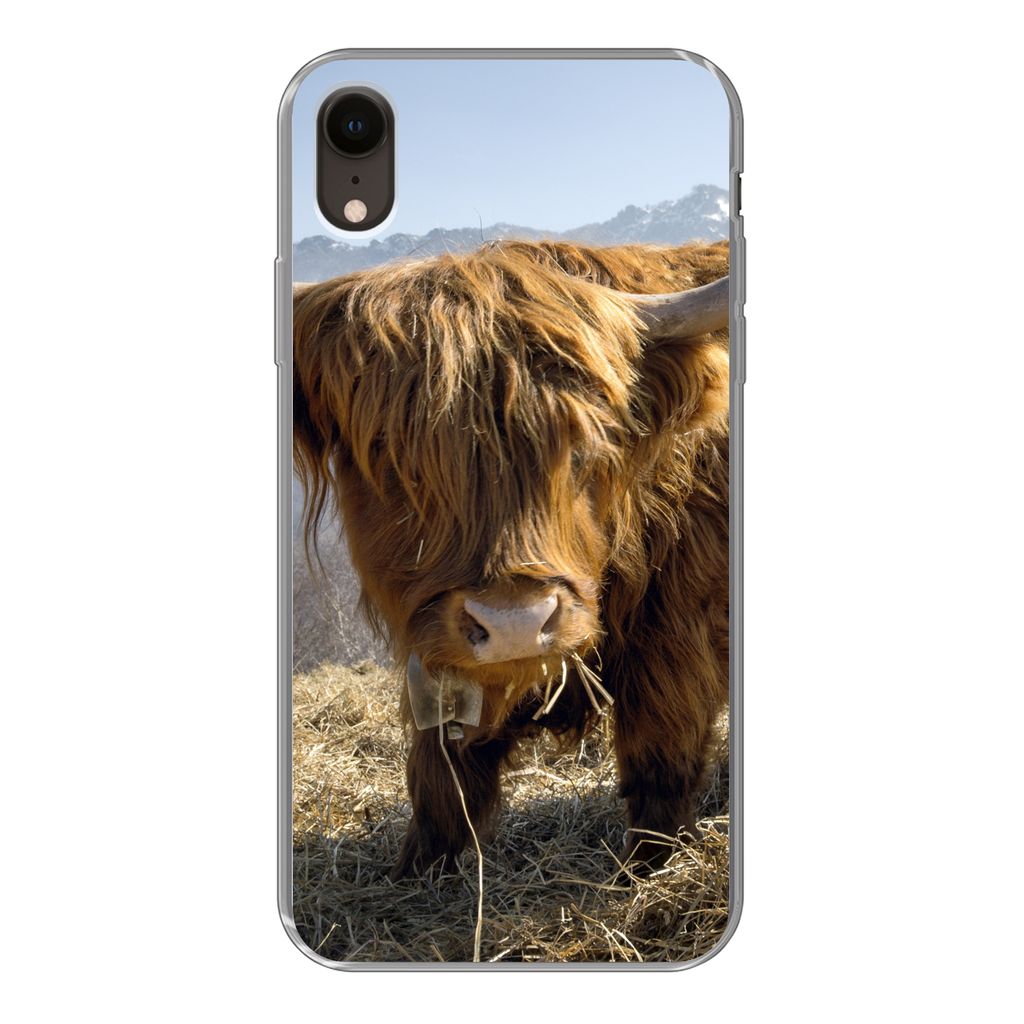 MuchoWow Handyhülle Schutzhülle Hülle für iPhone XR Schottischer Highlander - Berg - Schnee Silikon Softcase Handy Hülle - Schutzdeckel