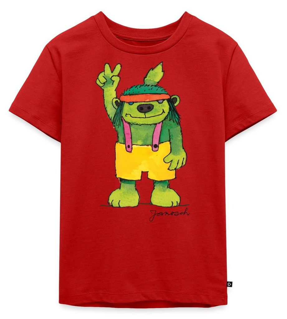 Spreadshirt Janosch Emil der Grünbar Peace Kinder Premium T-Shirt, 122/128 (6 Jahre), Rot