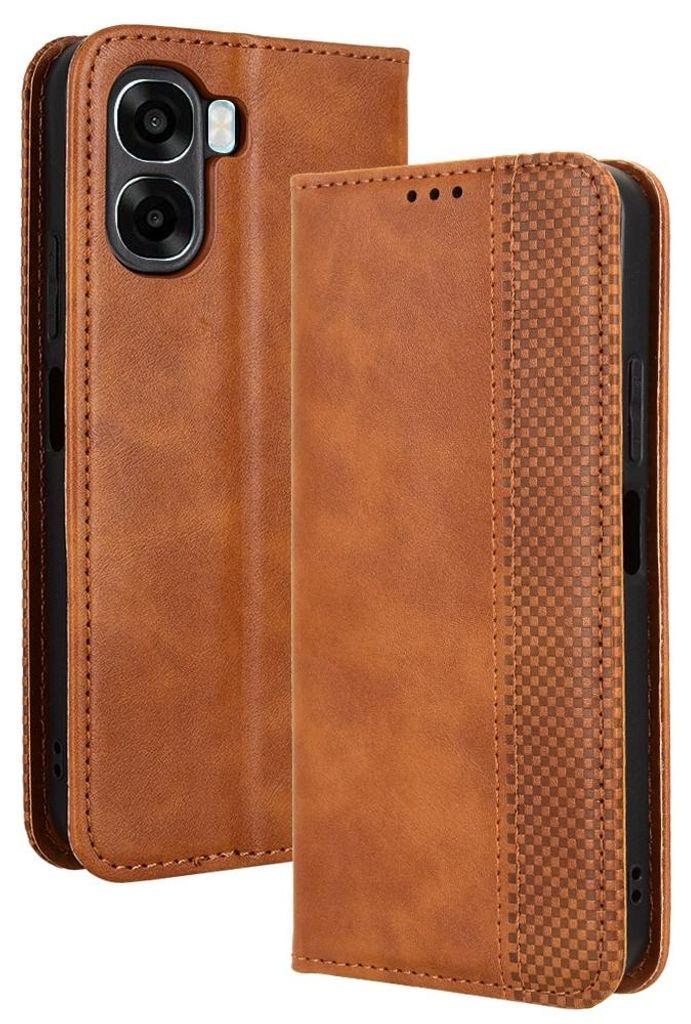 Coverup Vintage Style Klapphülle - OPPO A6x 4G / 5G Hülle - Braun