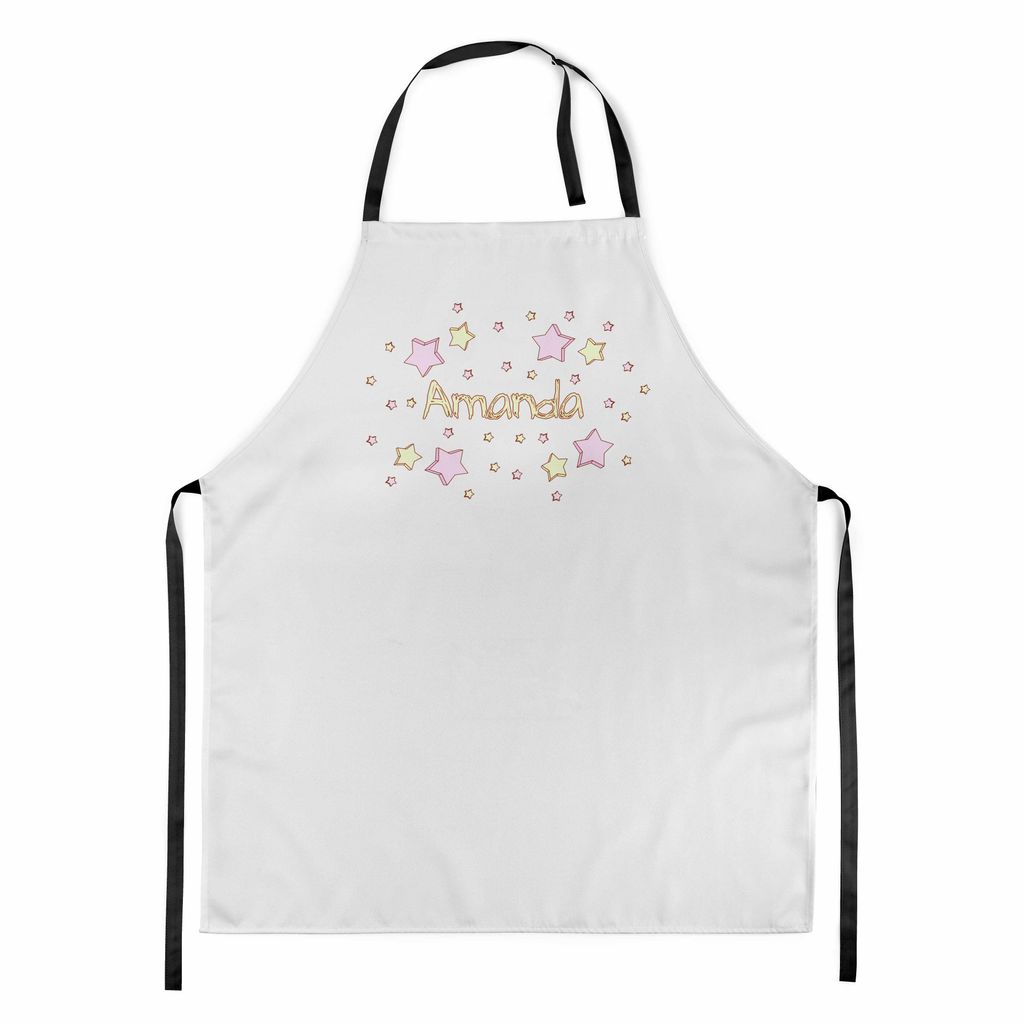 Personalisierter Kinderschürze Kind Malschürze Kunstkittel Kochschürze Apron Werkschürze mit einem motiv Weiß mit Namen Motiv Pastell Sterne [...