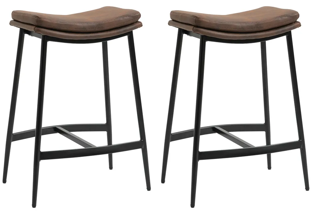 Lot de 2 tabourets de bar industriels marron et noir 68,5 cm - Loft