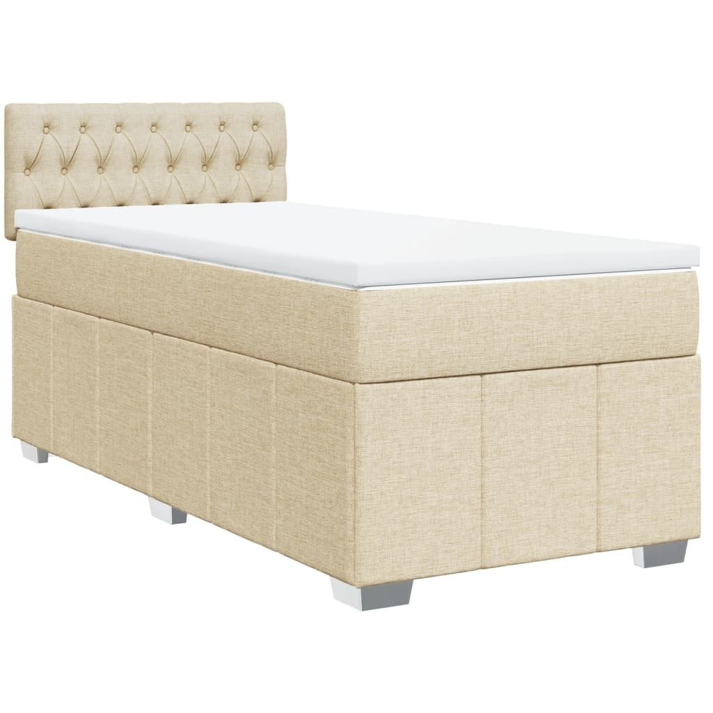 SYFAX Boxspringbett mit Matratze Creme 100x200 cm Stoff