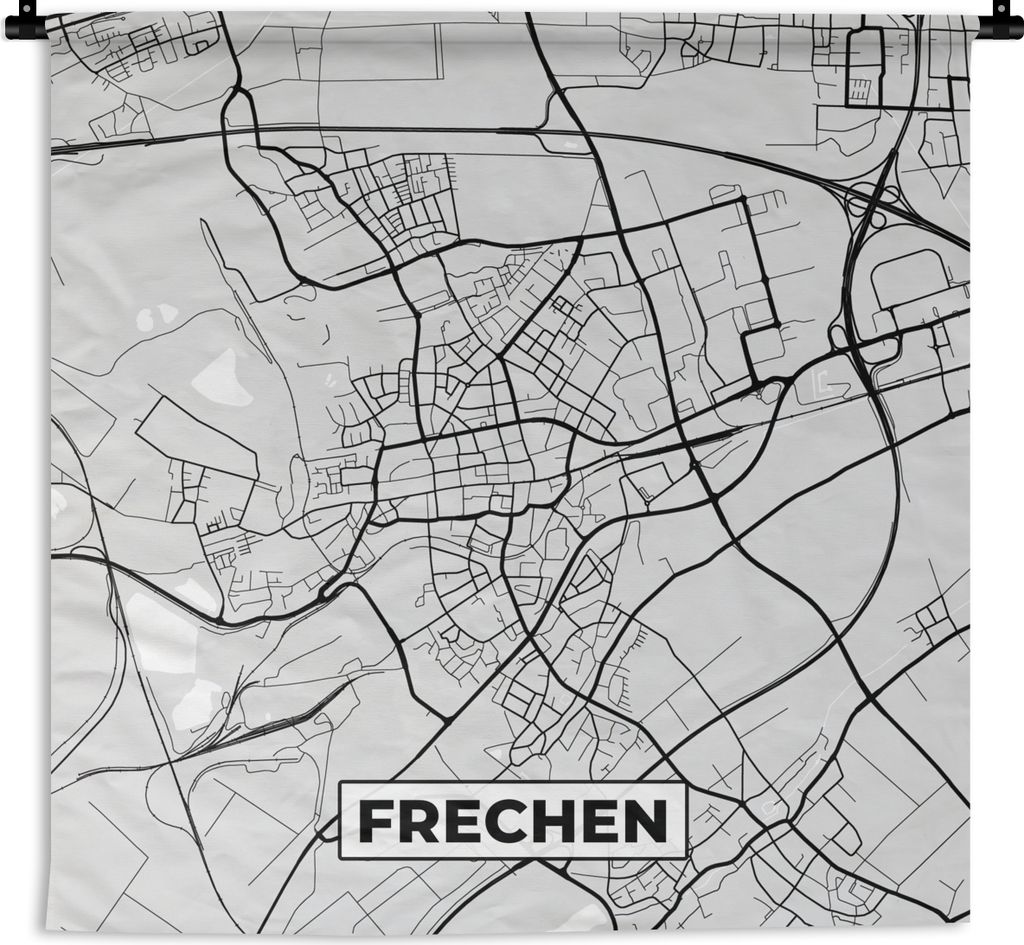 MuchoWow Wandteppich Wandbehang Karte - Deutschland - Frechen - Karte der Stadt 60x60 cm Tapisserie Dekoration Wandtuch - Dekorationen - Wand Decke