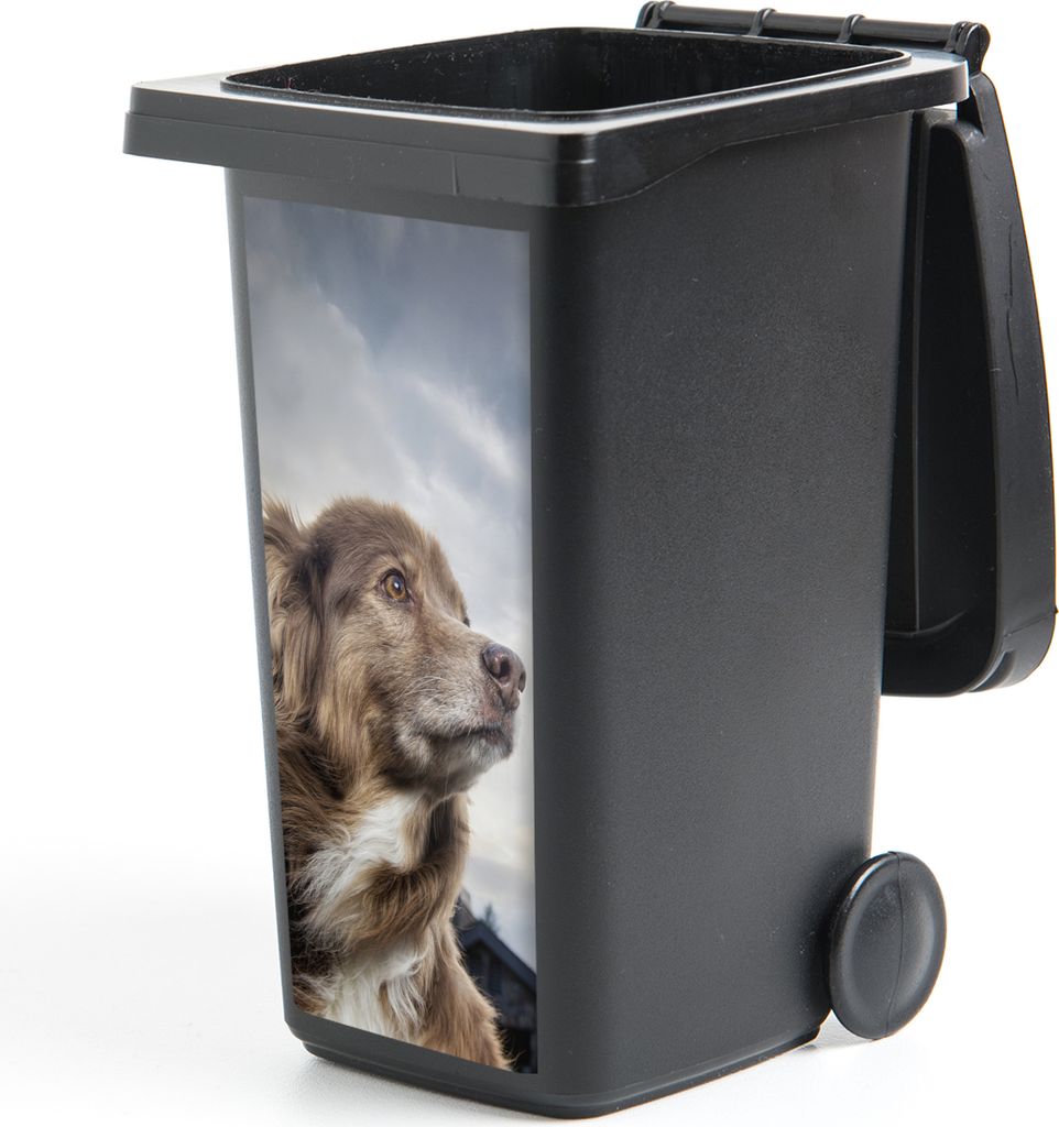 MuchoWow Mülltonnenaufkleber Starrender Hund 38x80 cm - Behälteraufkleber - Mülleimer-Aufkleber - Container-Aufkleber
