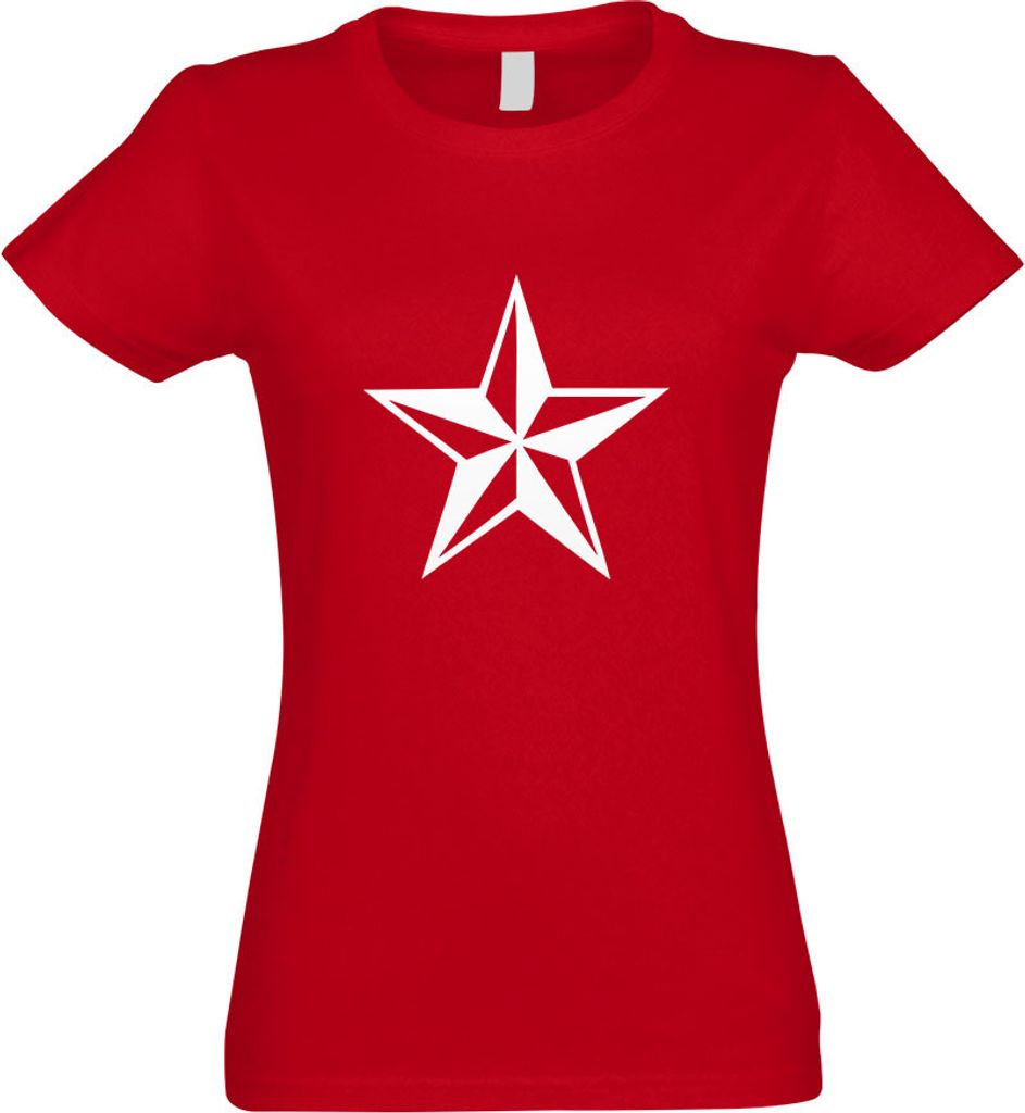 Kiwistar - T-Shirt tailliert - Damen - rot - Nautischer Stern - mit Motiv Bedruckt - Funshirt Design - Sport - Freizeit - Damen - XL