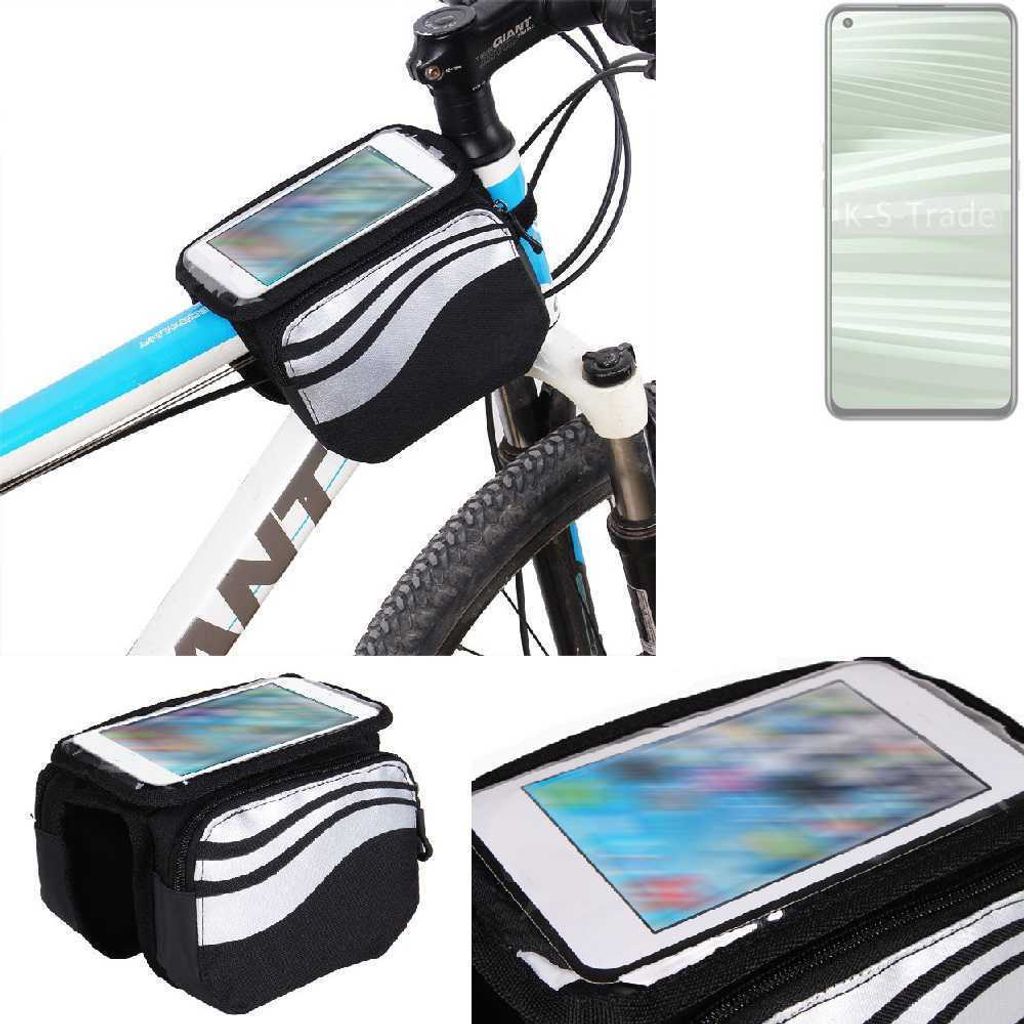 K-S-Trade Rahmentasche Fahrrad-Halterung kompatibel mit Realme GT2 Pro Rahmenhalterung Fahrrad Handyhalterung Fahrradtasche Handy Smartphone Halterung