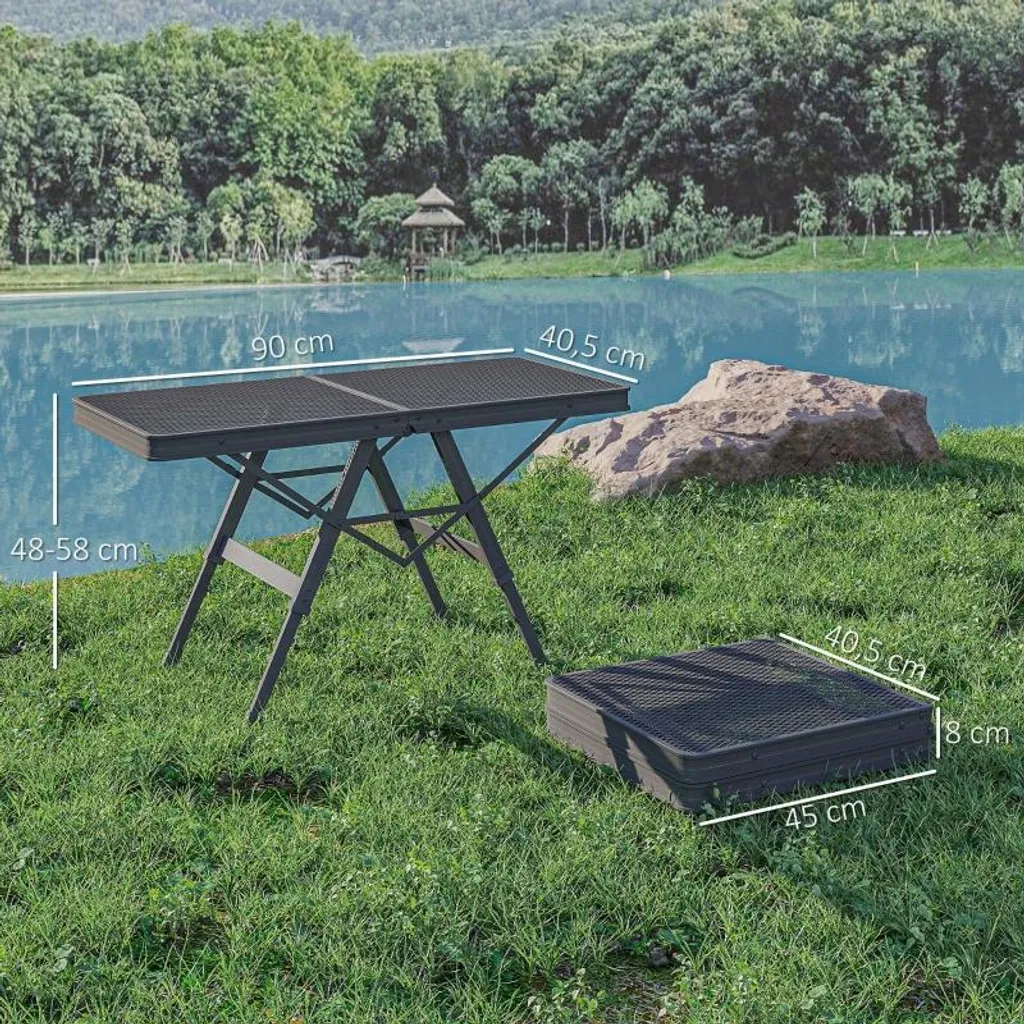 Table Multifonctionnelle pour Balcon et Camping - Table Noire 90 cm - 3