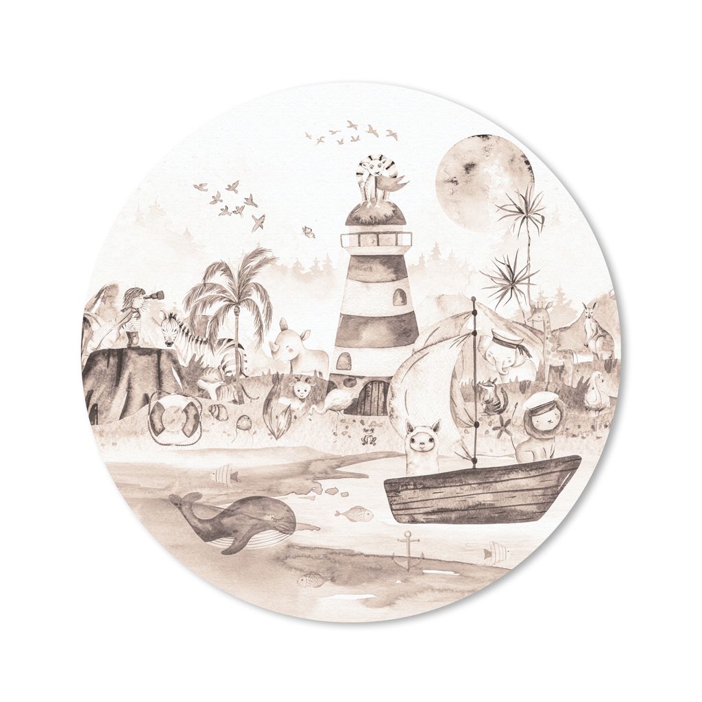 MuchoWow Mauspad Mousepad Strand - Kinder - Leuchtturm - Alpaka - Meer - Tiere 20x20 cm - Mousepads - Maus Mat - Pad - Mausunterlage - Schreibtis...