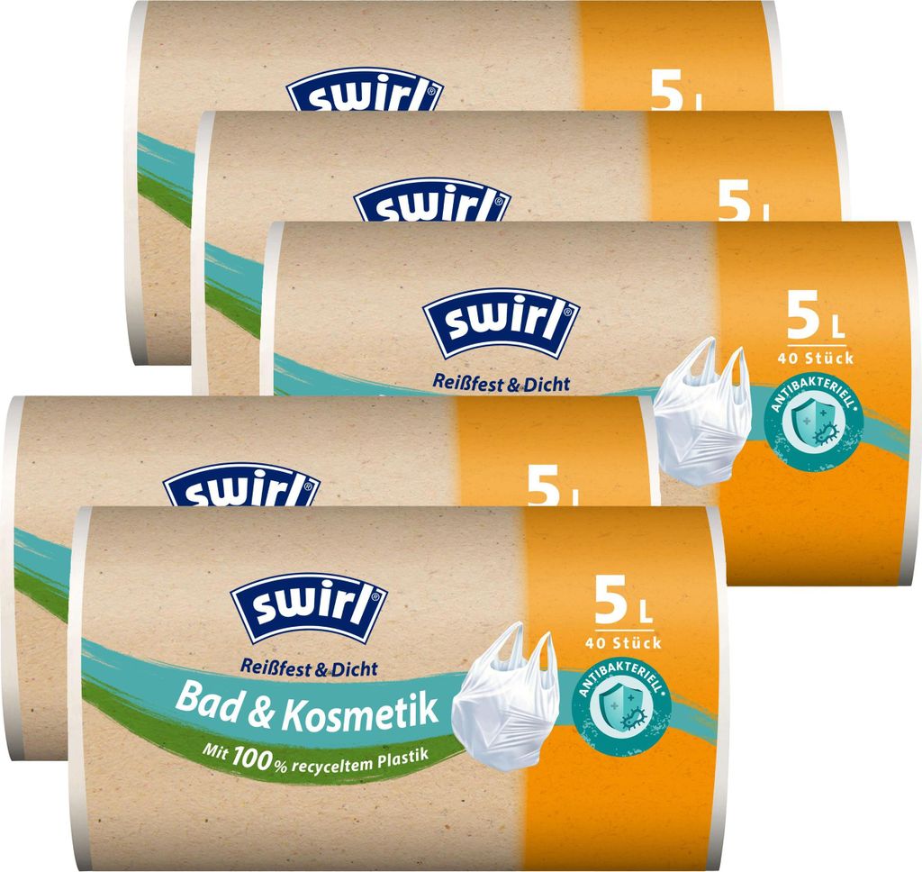 5x Swirl Tragegriff Müllbeutel 5L ( 40 stk./Rolle )