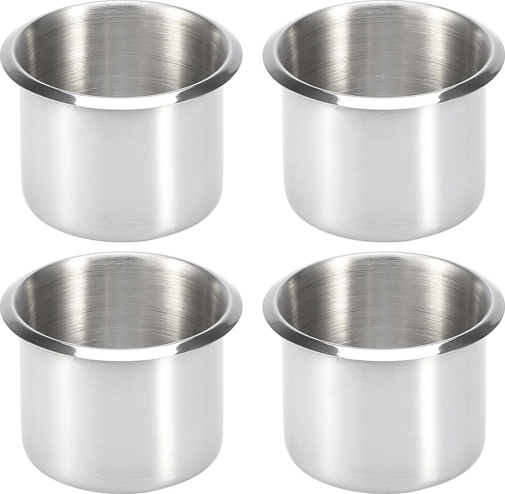 4 Stücl Becher Getränkehalter aus Edelstahl Silber Ton für Boote Wohnmobile