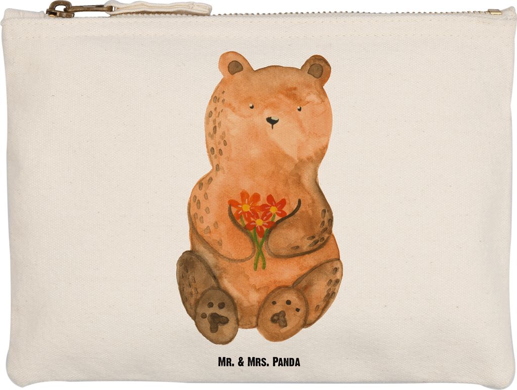 Mr. & Mrs. Panda Mäppchen Bär Dankbar Größe M - Weiß - Geschenk, Kulturbeutel, Schulmäppchen, Pouch, Make-Up Tasche, Dankeschön, toiletry ba...
