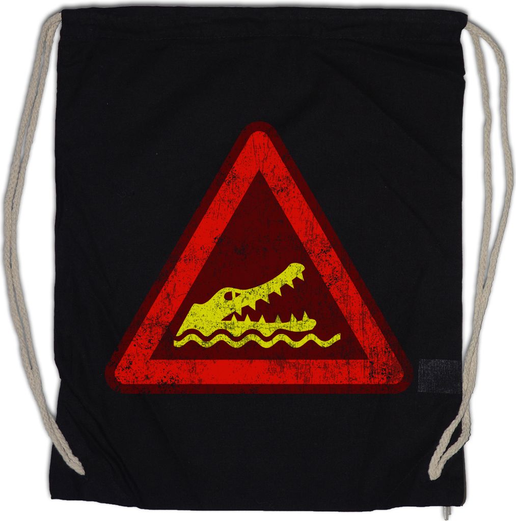 Urban Backwoods Crocodile Warning Sign I, Turnbeutel, Farbe: Schwarz