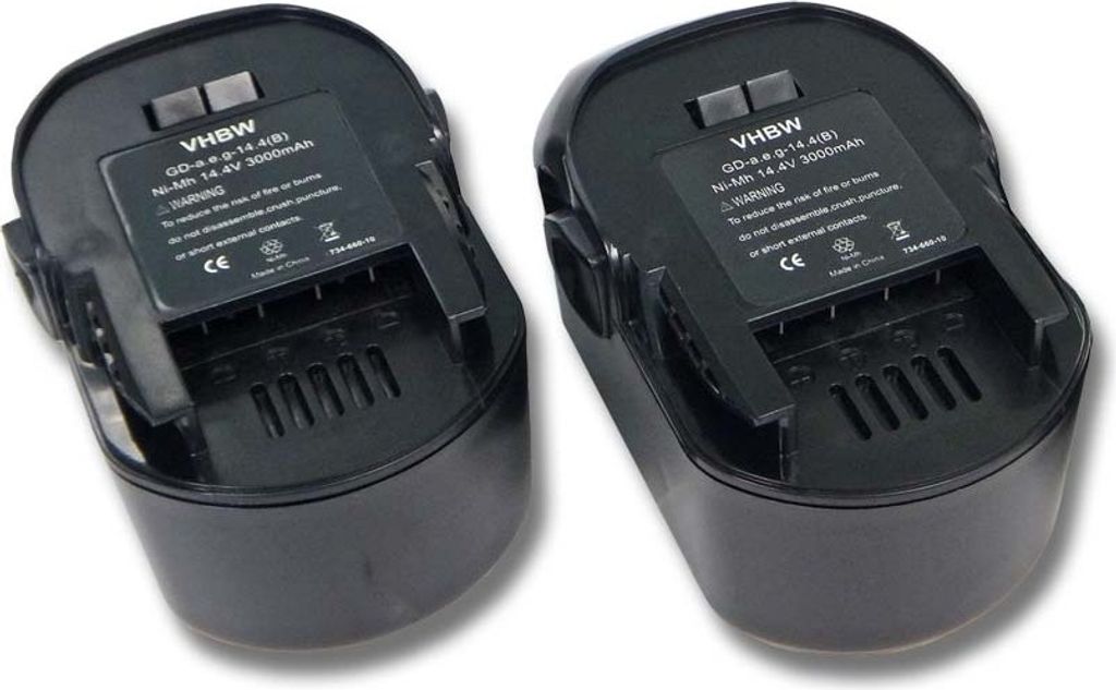 vhbw 2x Akku Ersatz für AEG B1420R, 4935413106, GBS 14.4V, M1430R, 4935416790, B1420, B1414G, B1415R für Werkzeug (3000 mAh, NiMH, 14,4 V)
