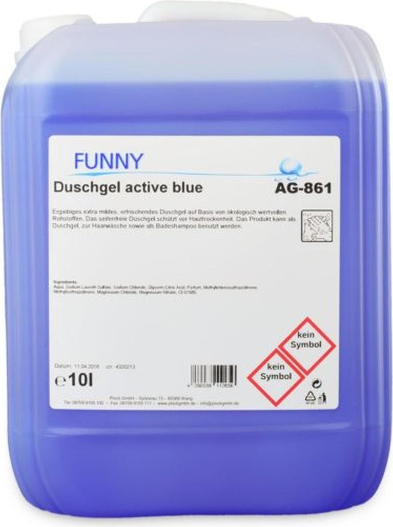 Duschgel active blue - 10 L Kanister - für Haut, Körper und Haare - VEGAN
