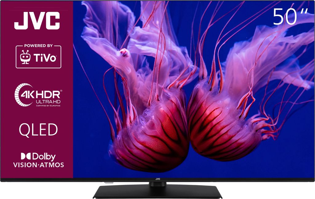 JVC 50 Zoll QLED Fernseher Smart TV (4K UHD, HDR Dolby Vision, Dolby Atmos, Triple Tuner, 6 Monate HD+)