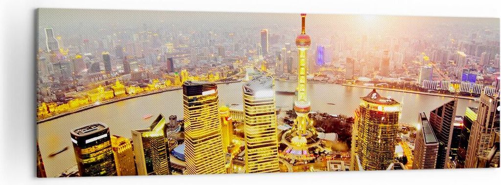 Bild auf Leinwand - Leinwandbild - Architektur asien gebäude - 160x50cm - Wand Bild - Wanddeko - Leinwanddruck - Bilder - Kunstdruck - Wanddekorat...