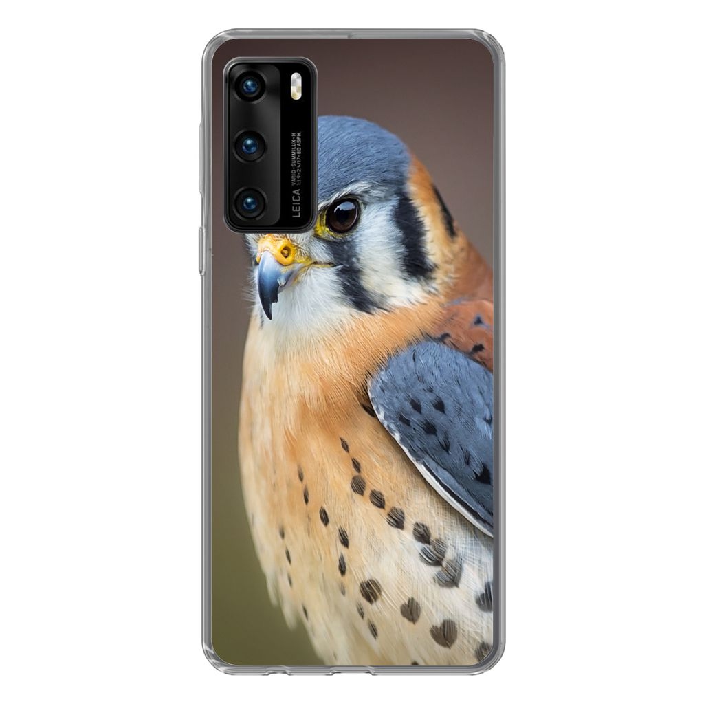 MuchoWow Handyhülle Schutzhülle Hülle für Huawei P40 Vogel - Makro - Blau Silikon Softcase Handy Hülle - Handytasche