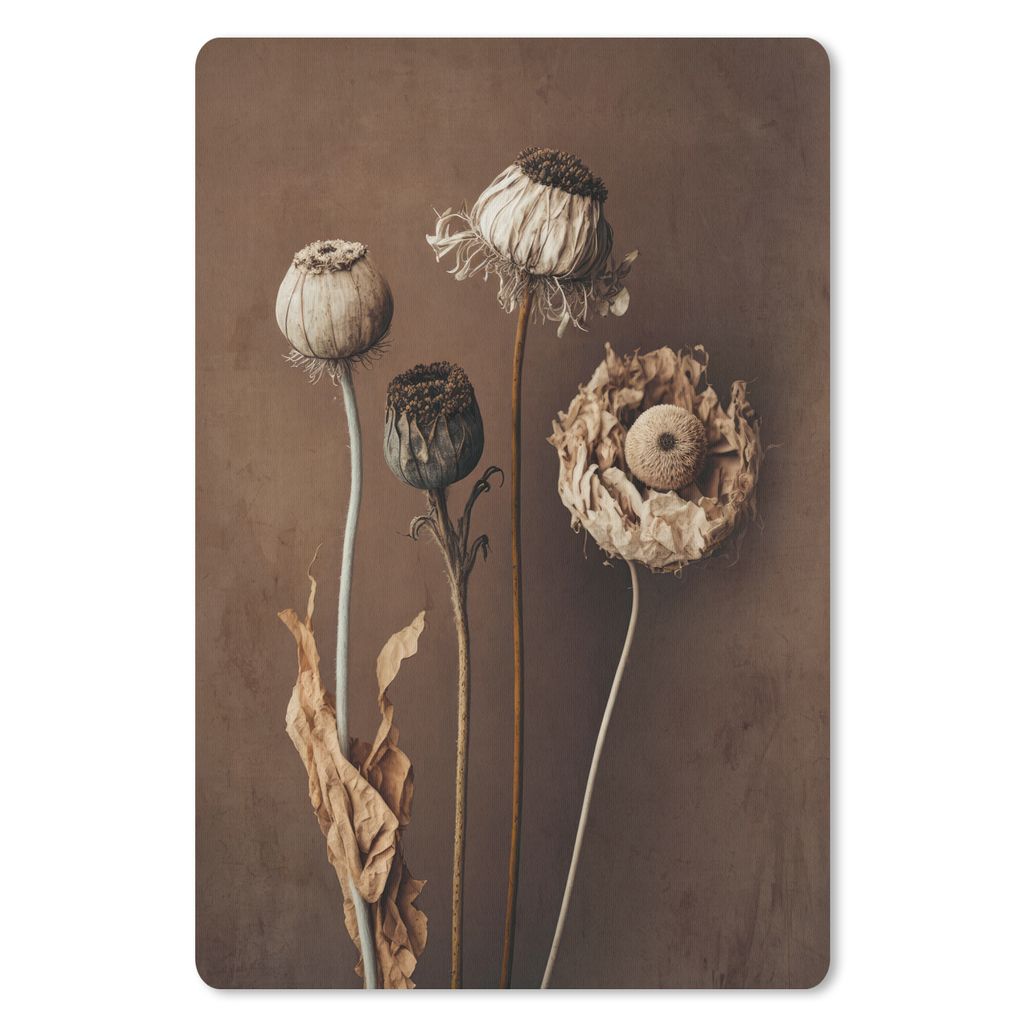 MuchoWow Mauspad Mousepad Blumen - Pflanzen - Trockenblumen - Braun 18x27 cm - Mousepads - Maus Mat - Pad - Mausunterlage
