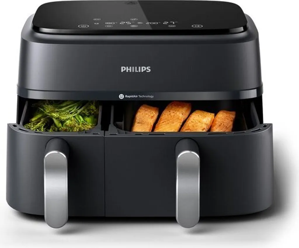 Friteuse à Air Philips 9L Double Compartiment - Airfryer Digital Noir Mat