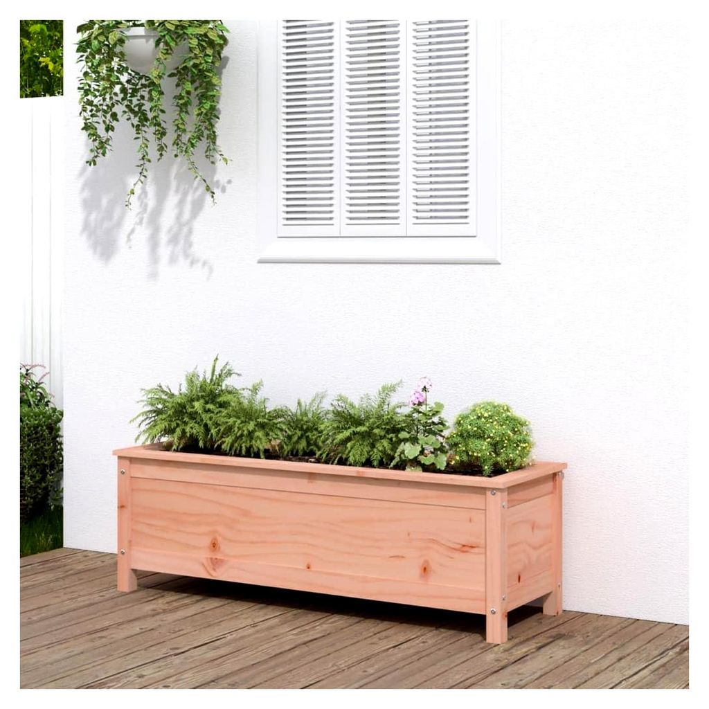 Hochbeet, 119,5 x 40 x 39 cm, Massivholz, Douglas, Rasen und Garten, Gartenarbeit, Töpfe und Pflanzgefäße