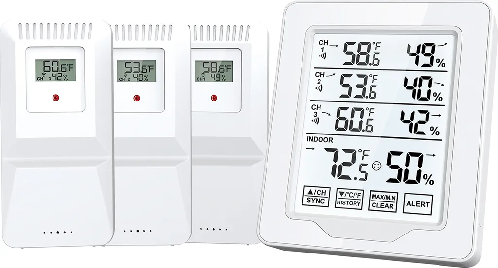 Station Météo Domestique avec 3 Sondes et Écran LCD Rétro-éclairé