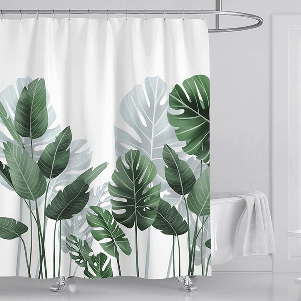 Duschvorhang-Set aus wasserdichtem Stoff, waschbar, für die Badewanne, Hotel-Stil, 180 x 198 cm