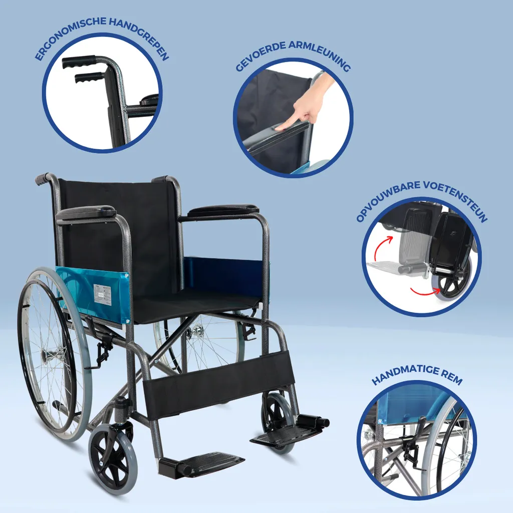 Fauteuil roulant automoteur roues huilées et accoudoirs rembourrés - 5