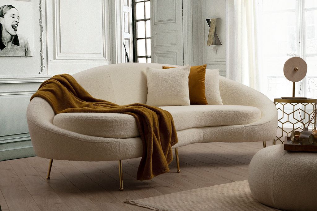 Hanah Home, Eses - Cream Bouclett, Canapés classiques, Image du produit 