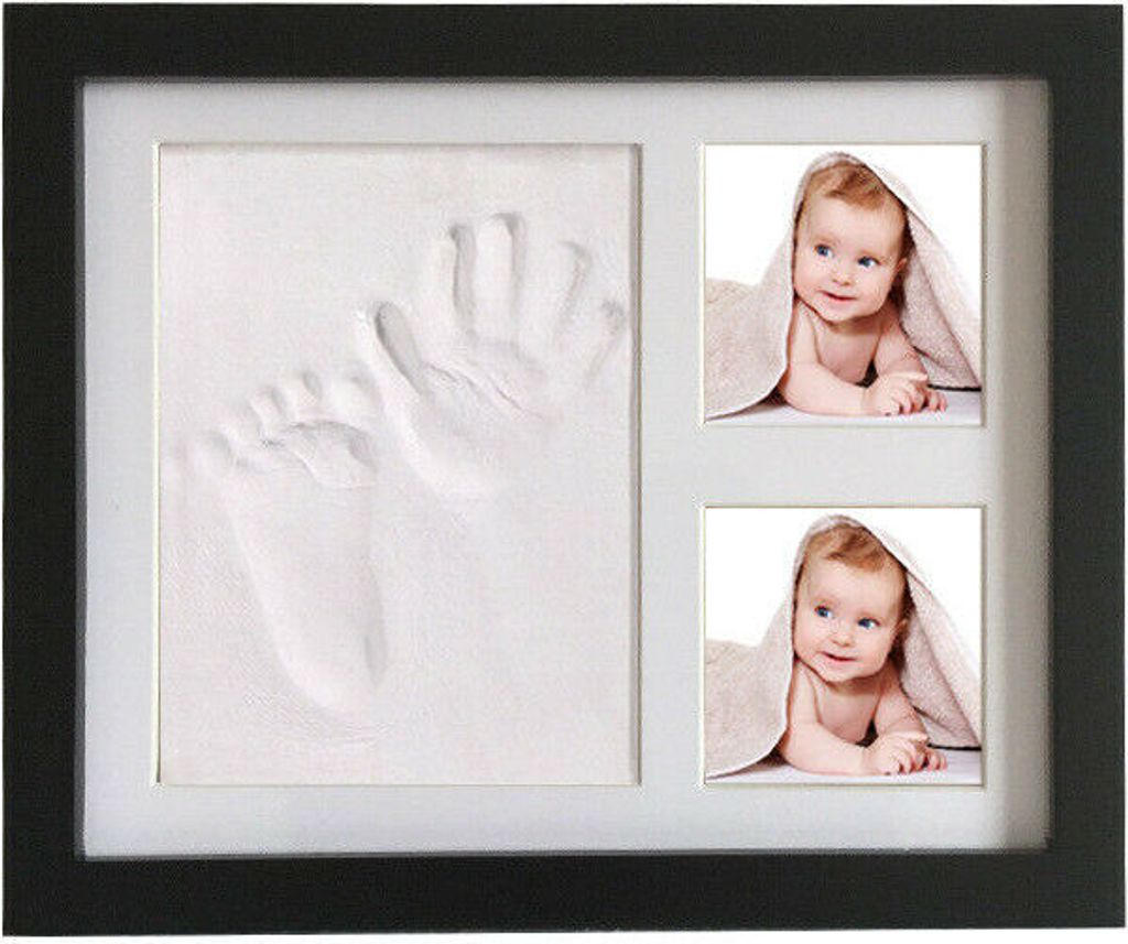 Baby Handabdruck Fußabdruck Baby Holz Bilderrahmen mit Produktbild 