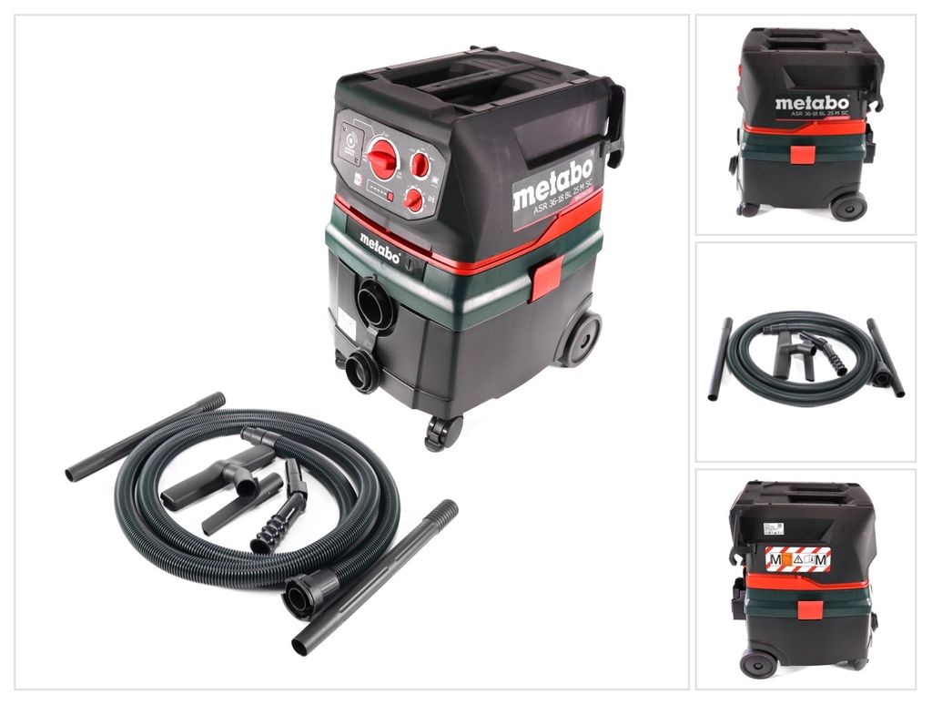 Metabo ASR 36-18 BL 25 M SC, Trocken&Nass, Schwarz, Grün, Rot, Fleece, M, Tasten, Drehregler, 25 l