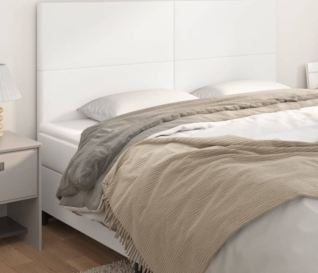 The Living Store Kopfteile 4 Stk. Weiß 100x5x78/88 cm Kunstleder