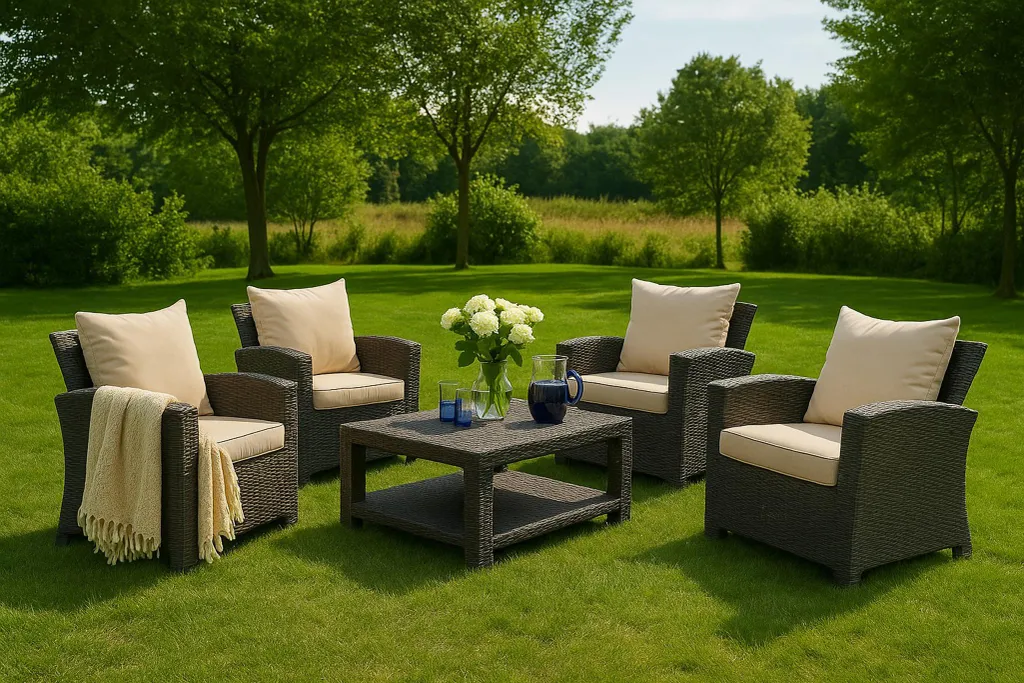 Set 4 Cuscini Ricambio Poltrona Rattan 56x52x7 - Alta Densità Beige - 13