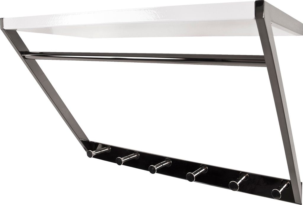 HAKU Wandgarderobe chrom dunkel, weiß - MDF, Metall, B/H/T: 60x40x29 cm